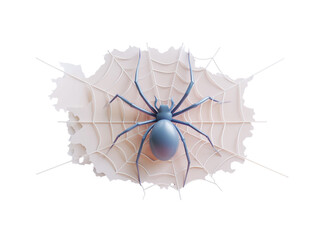 3d spider on web halloween png design with realistic texture and spooky style for decoration and creative use