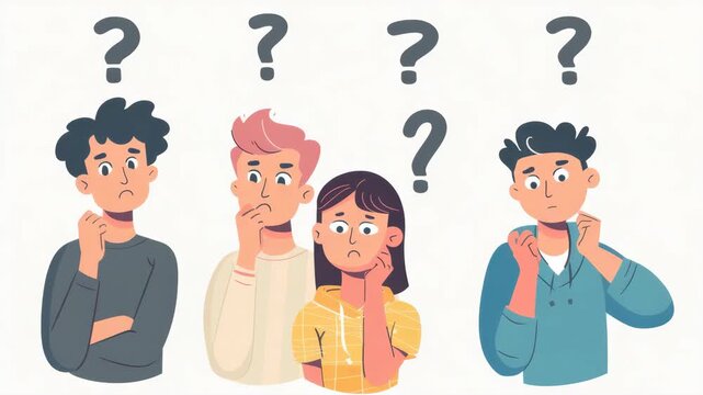 Group of four questioning