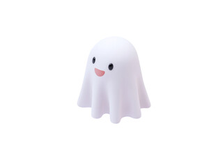 Cute 3d halloween ghost png with smiling face isolated on transparency background perfect for spooky and fun holiday design