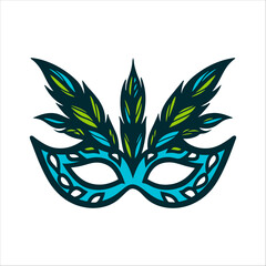 Obraz premium Elegant Blue Carnival Mask with Feathers carnaval february march vibrant pink masquerade