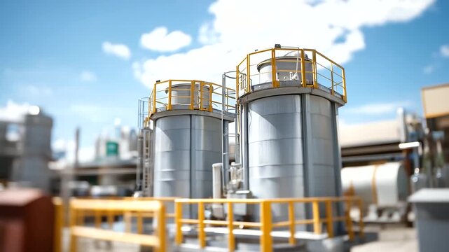Gold mining facility with cyanide leaching tanks and ore processing equipment precious metal recovery systems and environmental protection measures managing extraction operations