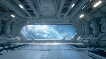 Obraz premium Futuristic spaceship interior view