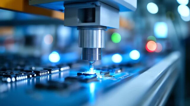 Electronics assembly line with surface mount technology and automated component placement precision manufacturing with microscopic inspection systems and quality control