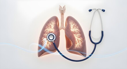 World TB Day Concept – Human Lungs & Stethoscope Top View for Tuberculosis Awareness	
