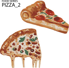 vector illustration slice of two pizza 2