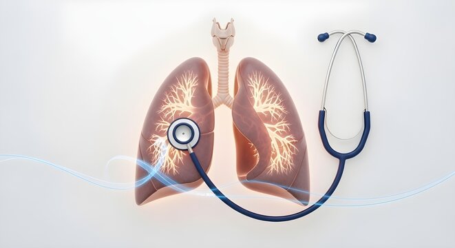 World TB Day Concept &ndash; Human Lungs & Stethoscope Top View for Tuberculosis Awareness	