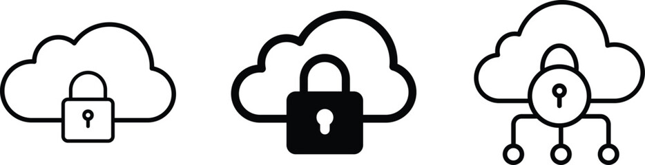 Cloud Lock Icon Set – security, privacy, data, protection, network, technology