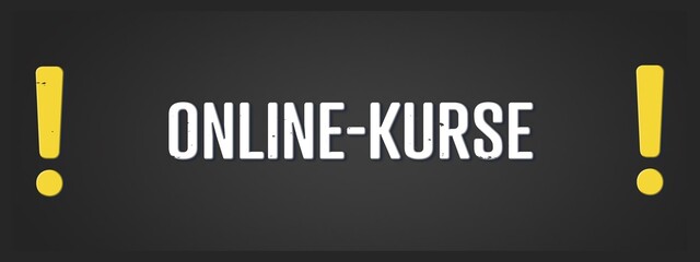 Online-Kurse (Online courses) - A blackboard illustration with white text.