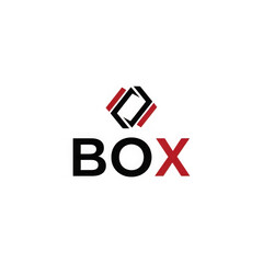 Modern abstract logo with the word box and a geometric symbol, isolated on transparent background