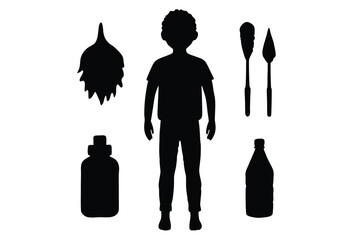 watercolor set silhouette vector icon