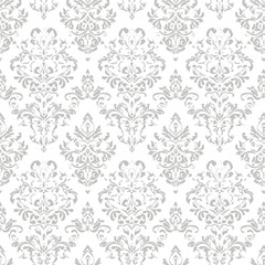Szary wz&oacute;r damaskowy, powtarzalny wz&oacute;r wektorowy, tło