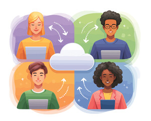 Fototapeta na wymiar Chmura obliczeniowa: Współpraca i wymiana danych