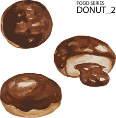 vector illustration set of donut with chocolate filled