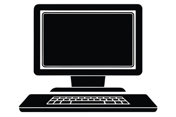 desktop computer silhouette vector icon