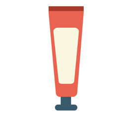 Orange toothpaste tube with white gel, dental hygiene product illustration perfect for health or kids' themes.


