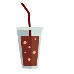 Brown chocolate drink with straw, refreshing beverage illustration ideal for coffee or dessert themes.

