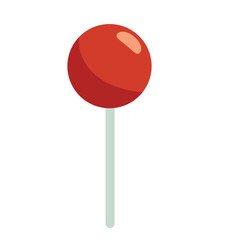 Red round lollipop on a stick, classic candy illustration perfect for kids or festive designs.
