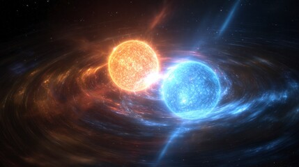 Obraz premium Two stars colliding in space