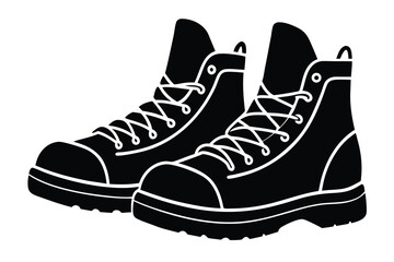 hiking boots silhouette vector icon