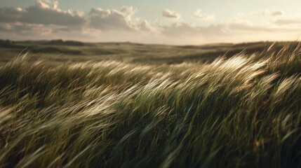 Windswept grassland landscape