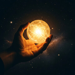 hand holding the moon