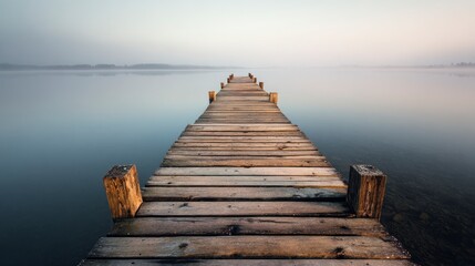 Fototapeta premium Wooden pier extending over calm water