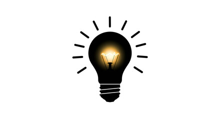 Simple light bulb icon symbolizing idea, creativity, and inspiration with minimal black and white design