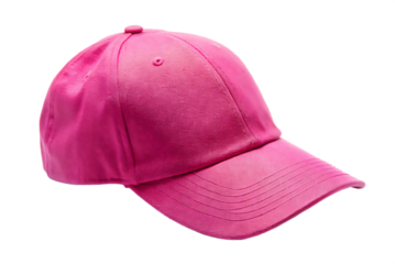Bright Pink Baseball Cap with Curved Bill Isolated pink cap headwear Cutout PNG Ai isolated on a transparent background