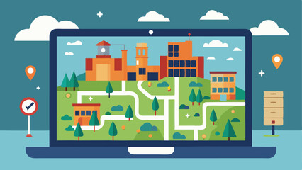 A large interactive digital map of the campus hangs on one wall helping students navigate the sprawling university grounds.