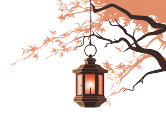 PNG lantern autumn tree branch