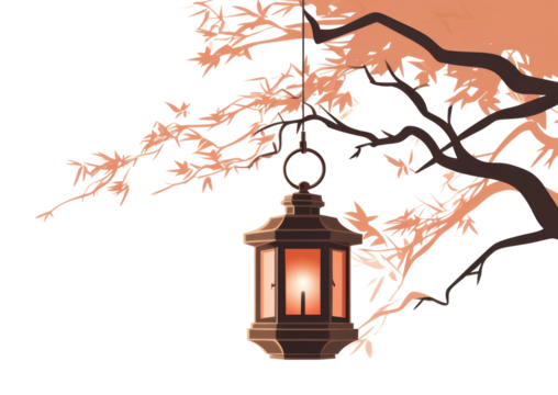 PNG lantern autumn tree branch