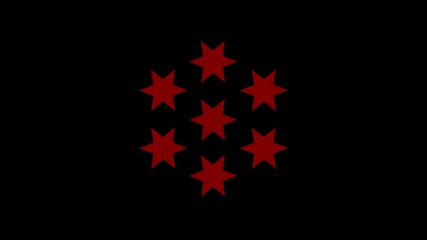 Seven red stars arranged in a hexagonal pattern on a black background Keywords: red stars, seven stars, star cluster, hexagonal arrangement, geometric pattern, symbol, icon, graphic, design