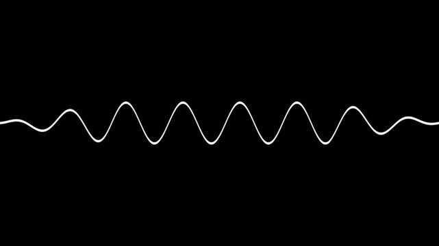 Simple White Sine Wave Oscillating on a Black Background oscillation signal
