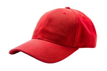 Red Baseball Cap with Curved Brim on White Background red cap headwear Cutout PNG Ai isolated on a transparent background