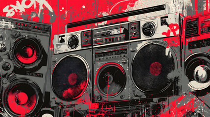Fototapeta premium Vintage Boombox Stereo System.