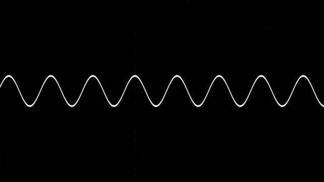 White Sine Wave with Subtle Grid Overlay on Black Background oscillation signal