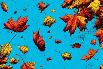 Color background, pop art style leaves