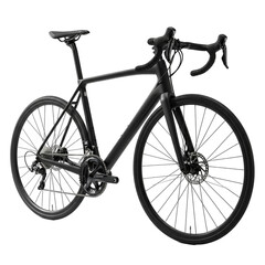 Obraz premium A modern black road bike with a sleek frame and disc brakes. PNG Transparent