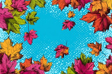 Color background, pop art style leaves