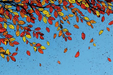 Color background, pop art style leaves