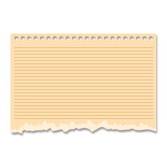 Fototapeta premium Pink lined torn notebook paper sheet with holes isolated on white background