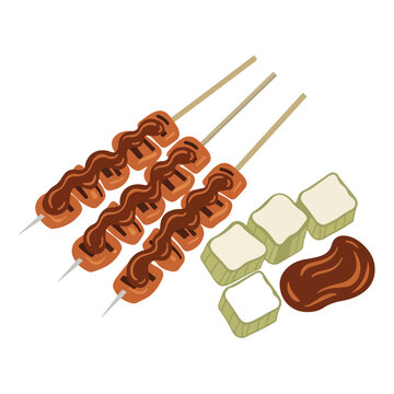 grilled skewers with tofu and sauce clip art preview