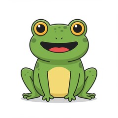 Fototapeta premium Flat design vector illustration of cute funny frog cartoon character isolated on white background. Perfect for kids design, mascot, sticker, poster, and educational artwork.