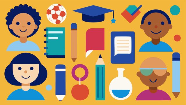 Diversity in Education Tools Various educational tools books tablets art supplies depicted alongside individuals from different backgrounds enjoying learning reflecting inclusivity