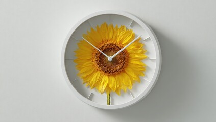 Bright Yellow Sunflower Design Wall Clock Modern Home Decor.