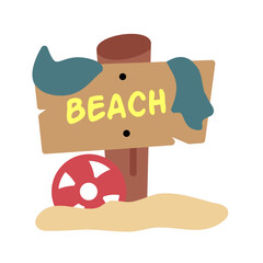 beach sign board flat icon
