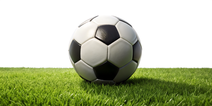 Soccer Ball on Green Grass football sport Cutout PNG Ai isolated on a transparent background