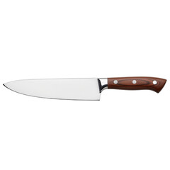 Professional chef knife with a wooden handle isolated on a white background. PNG Transparent