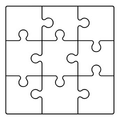 Kids jigsaw puzzle template with large simple pieces for children under 7, educational game outline