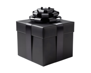 Elegant black gift box wrapped with satin ribbon and bow for sophisticated celebrations and special occasions